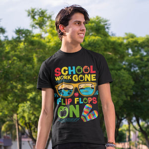 Teacher Break School Work Gone Flip Flops On T-Shirt