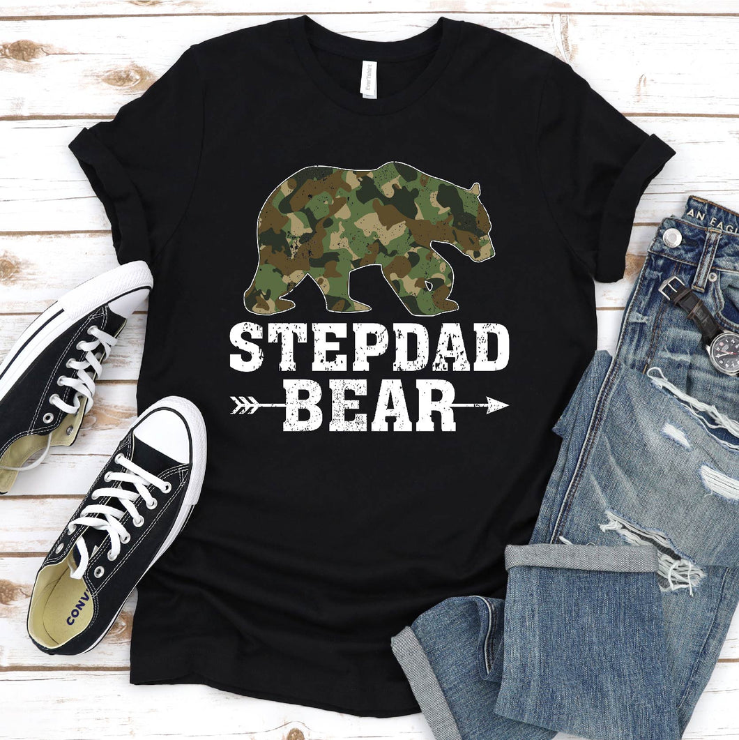 Bear Lover Camouflage Army Military Stepdad Bear Fathers Day T-shirt