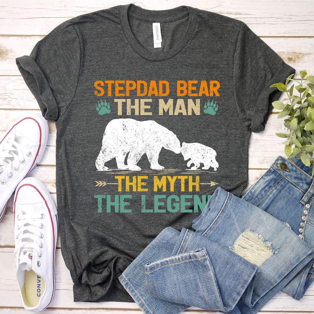 Stepdad Bear The Man The Myth The Legend Stepdad Bear Fathers Day T-shirt