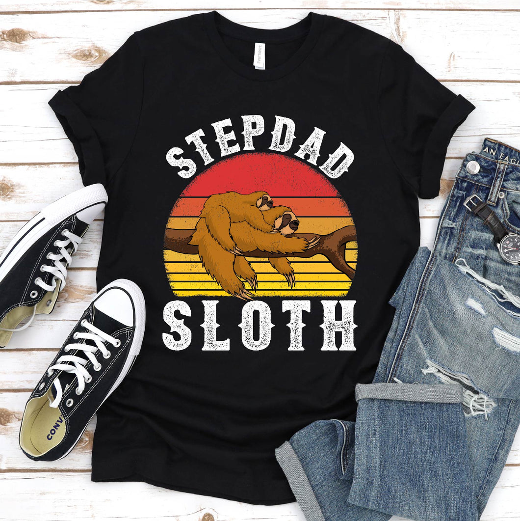 Sloth Lover Shirt Stepdad Sloth Father's Day Vintage T-shirt