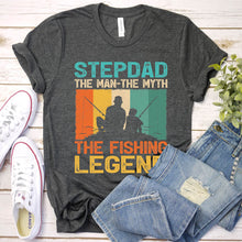 Load image into Gallery viewer, Stepdad The Man The Myth The Fishing Legend Fishing Stepdad Fathers Day Vintage T-shirt
