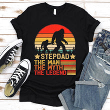 Load image into Gallery viewer, Stepdad The Man The Myth The Legend Bigfoot Shirt Stepdad Bigfoot Father&#39;s Day Vintage T-shirt
