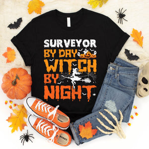 Surveyor By Day Witch By Night Surveyor Halloween T-Shirt
