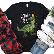 Load image into Gallery viewer, Xmas Tree Rex Lighting Shirt T-Rex Dinosaur Christmas T-Shirt
