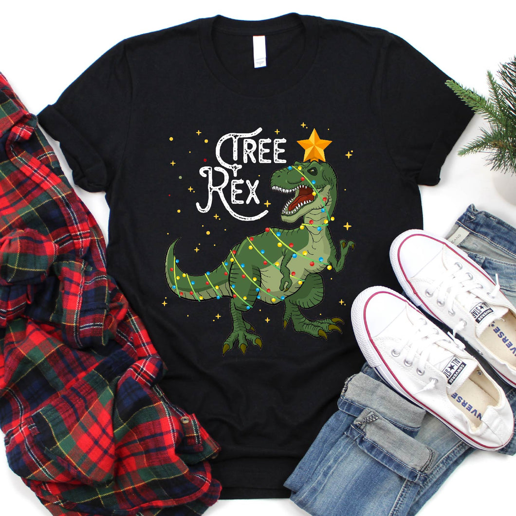 Xmas Tree Rex Lighting Shirt T-Rex Dinosaur Christmas T-Shirt