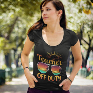 Teacher Off Duty Sunglasses Beach Sunset T-Shirt