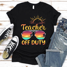 Load image into Gallery viewer, Teacher Off Duty Sunglasses Beach Sunset T-Shirt
