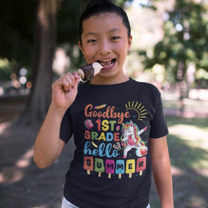 Team Funny Unicorn Goodbye 1st Grade Hello Summer T-Shirt