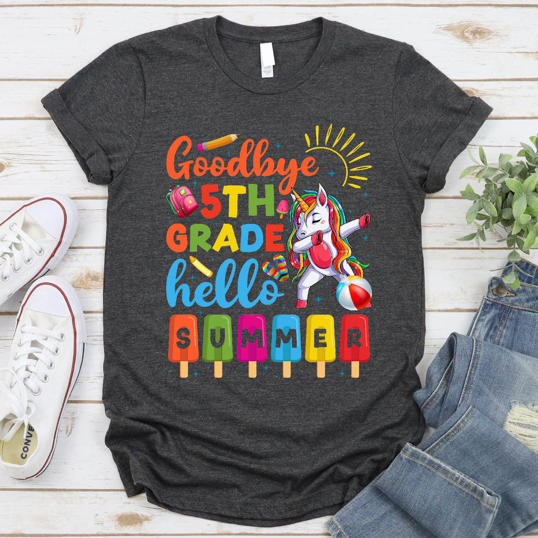 Team Funny Unicorn Goodbye 5th Grade Hello Summer T-Shirt
