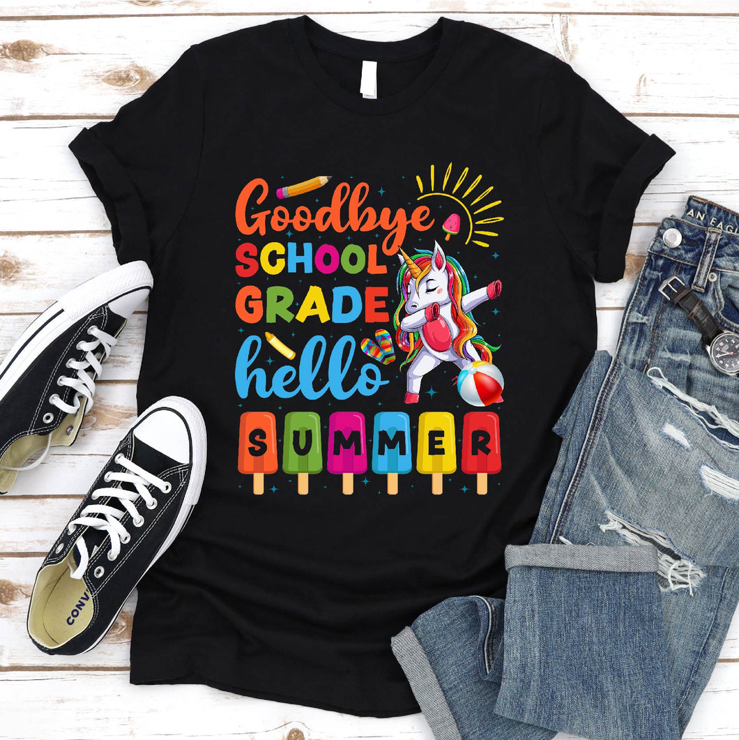Team Funny Unicorn Goodbye School Grade Hello Summer T-Shirt