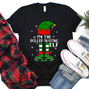 Funny Roller Skating Elf Xmas Shirt Roller Skating Christmas T-Shirt