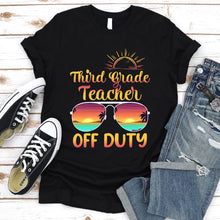 Load image into Gallery viewer, 3rd Grade Teacher Off Duty Sunglasses Beach Sunset T-Shirt
