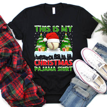 Load image into Gallery viewer, Funny This Is My Christmas Pajama Shirt Santa Hat Baseball Xmas T-Shirt
