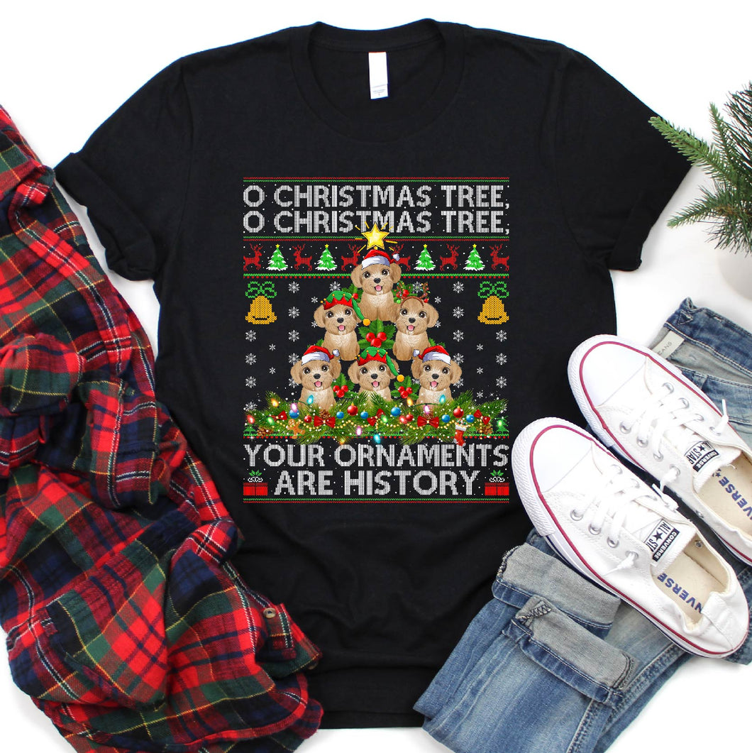 Toy Poodle Xmas Lighting Tree Santa Ugly Toy Poodle Christmas T-Shirt