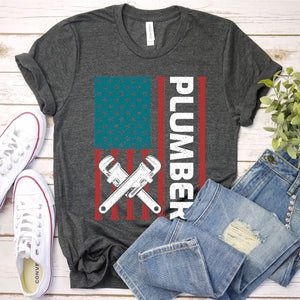 USA American Flag Plumber Father's Day T-shirt