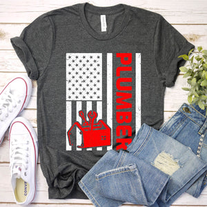 USA American Flag Plumber Men's Plumber Father's Day T-shirt