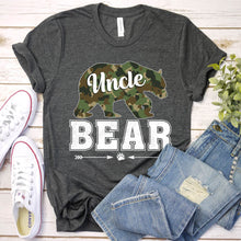 Load image into Gallery viewer, Bear Lover Camouflage Army Military Uncle Bear Fathers Day T-shirt
