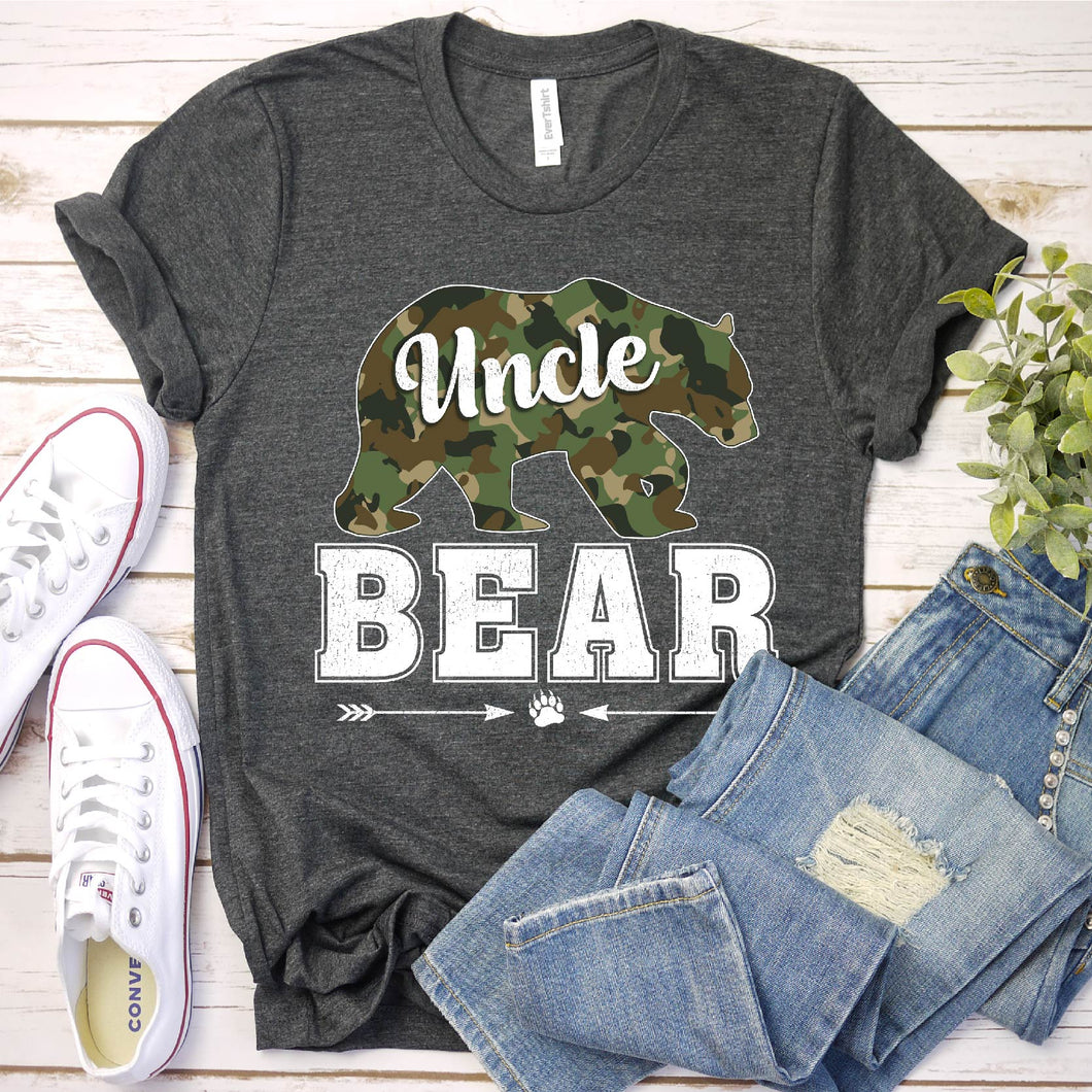 Bear Lover Camouflage Army Military Uncle Bear Fathers Day T-shirt