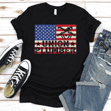 Load image into Gallery viewer, USA American Flag Union Plumber Father&#39;s Day T-shirt
