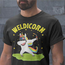 Load image into Gallery viewer, Weldicorn Funny Unicorn Dabbing Welder T-Shirt
