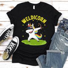 Load image into Gallery viewer, Weldicorn Funny Unicorn Dabbing Welder T-Shirt
