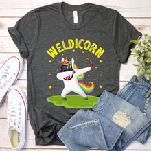 Load image into Gallery viewer, Weldicorn Funny Unicorn Dabbing Welder T-Shirt
