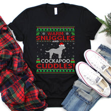 Load image into Gallery viewer, Warm Snuggles and Cockapoo Cuddles Ugly Cockapoo Christmas T-Shirt
