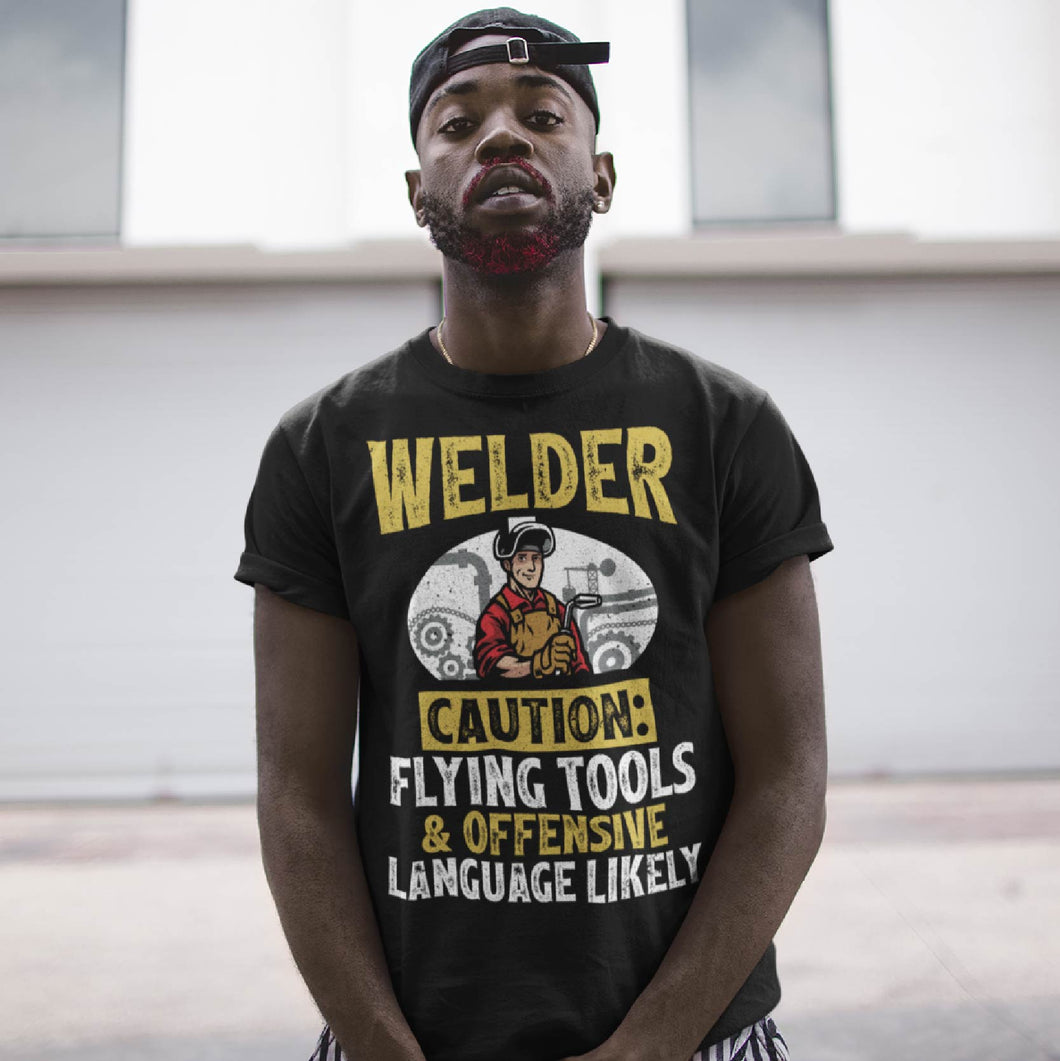 Welder Flying Tools & Offensive Language Funny Welding T-Shirt