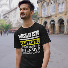 Load image into Gallery viewer, Welder Caution Flying Tools Offensive Language Welding T-Shirt
