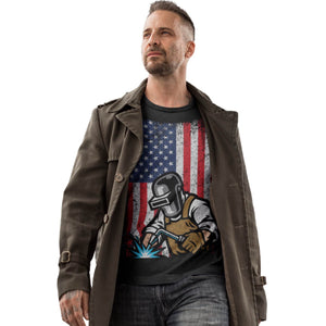 USA Patriotic Welding Welder American Flag Vintage T-Shirt