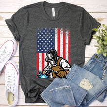 Load image into Gallery viewer, USA Patriotic Welding Welder American Flag Vintage T-Shirt
