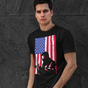 Welding Welder American Flag Vintage T-Shirt