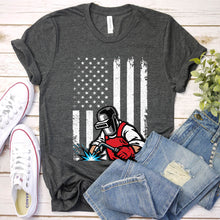 Load image into Gallery viewer, Welding Shirt American Flag Welder Distressed Image Back T-Shirt
