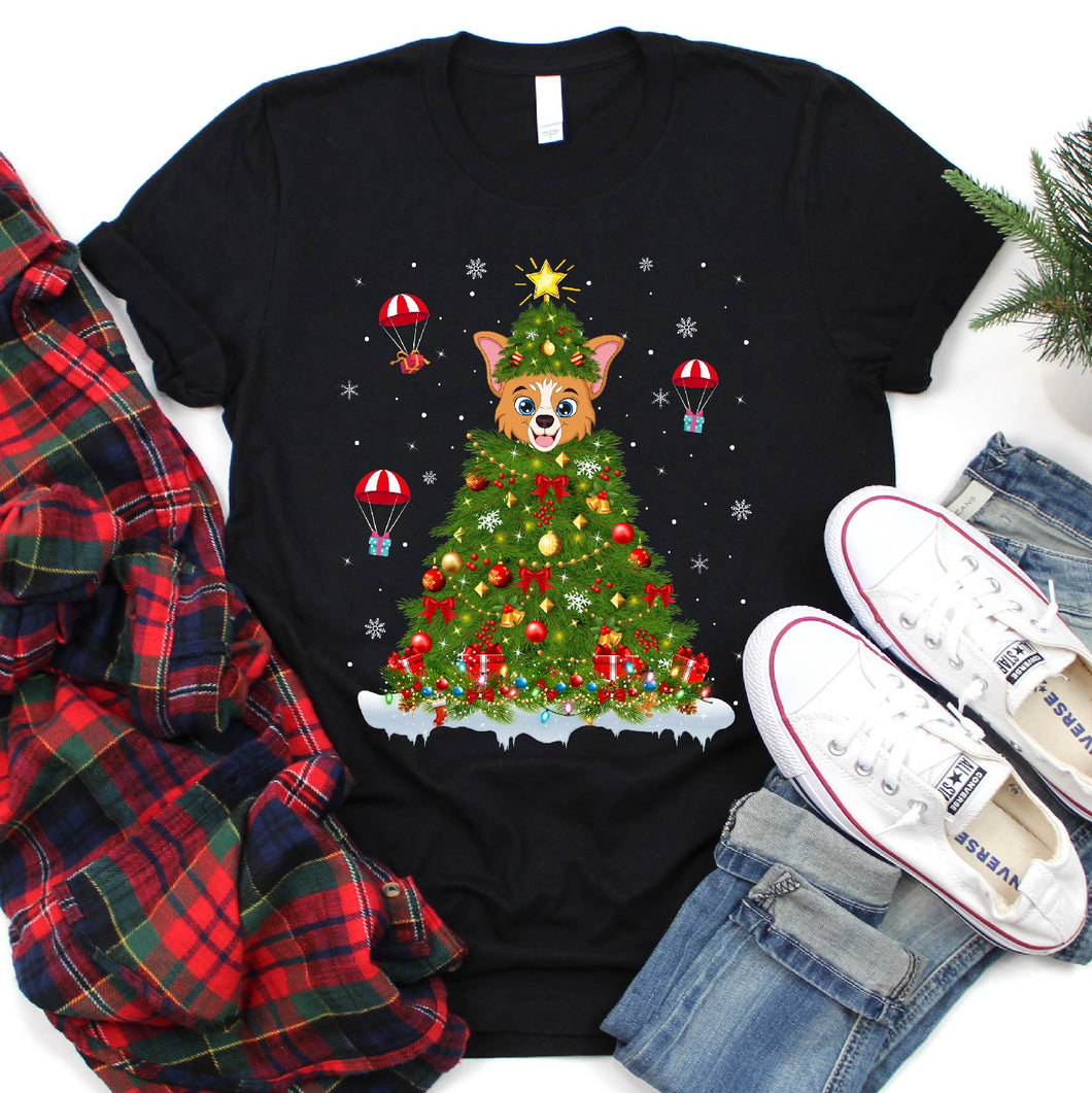 Funny Welsh Corgi Xmas Lighting Tree Welsh Corgi Christmas T-Shirt