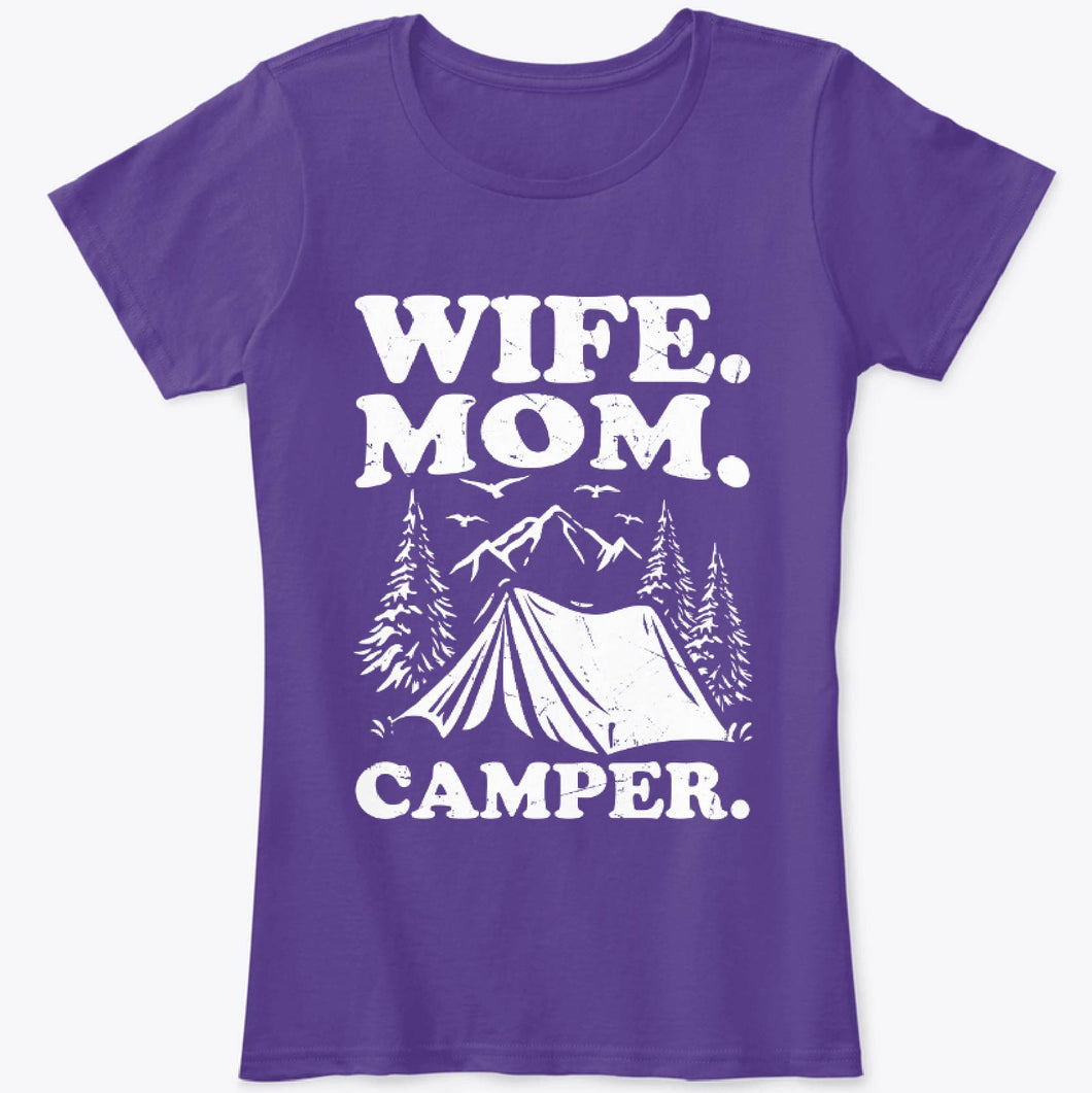 Wife Mom Happy Camper Matching Family Camping T-Shirt