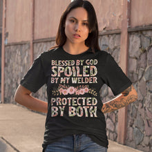 Load image into Gallery viewer, Blessed By God Spoiled By My Welder Wife T-Shirt For Women

