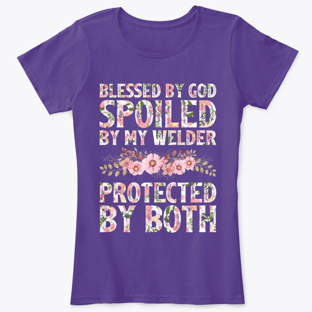 Blessed By God Spoiled By My Welder Wife T-Shirt For Women