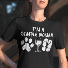 Load image into Gallery viewer, Womens I&#39;m A Simple Woman Loves Wine Summer Vacation T-Shirt
