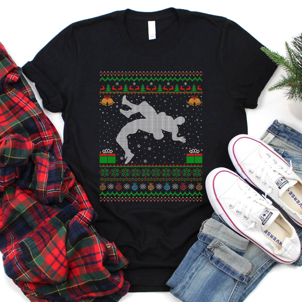 Funny Ugly Wrestling Xmas Sweater Wrestling Martial Arts Christmas T-Shirt