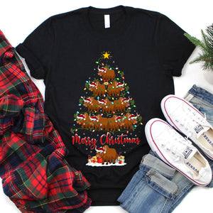 Xmas Lighting Yak Merry Christmas Tree T-Shirt for Men Women Girl Kids