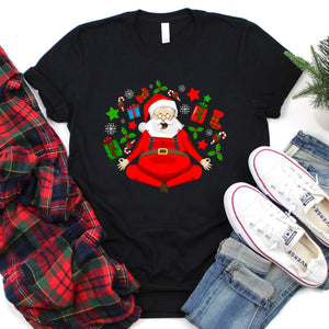 Yoga Christmas Santa Pose Shirt Santa Yoga Xmas T-Shirt