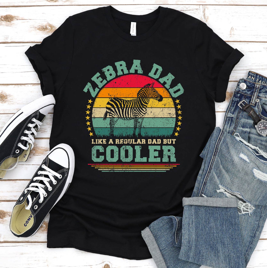 Vintage Zebra Dad Like A Regular Dad But Cooler Zebra Fathers Day T-shirt