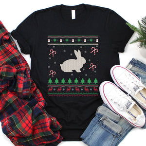 Ugly Rabbit Xmas Sweater Style Santa Rabbit Christmas T-Shirt