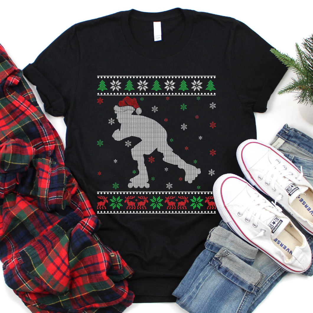 Ugly Roller Skating Xmas Sweater Santa Roller Skating Christmas T-Shirt