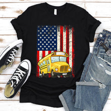 Load image into Gallery viewer, School Bus Usa Flag Shirt School Bus Drivers Father&#39;s Day T-shirt
