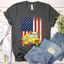 Load image into Gallery viewer, School Bus Usa Flag Shirt School Bus Drivers Father&#39;s Day T-shirt
