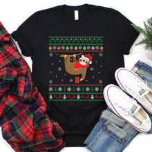 Load image into Gallery viewer, Ugly Sloth Lover Xmas Santa Hat Sloth Christmas T-Shirt
