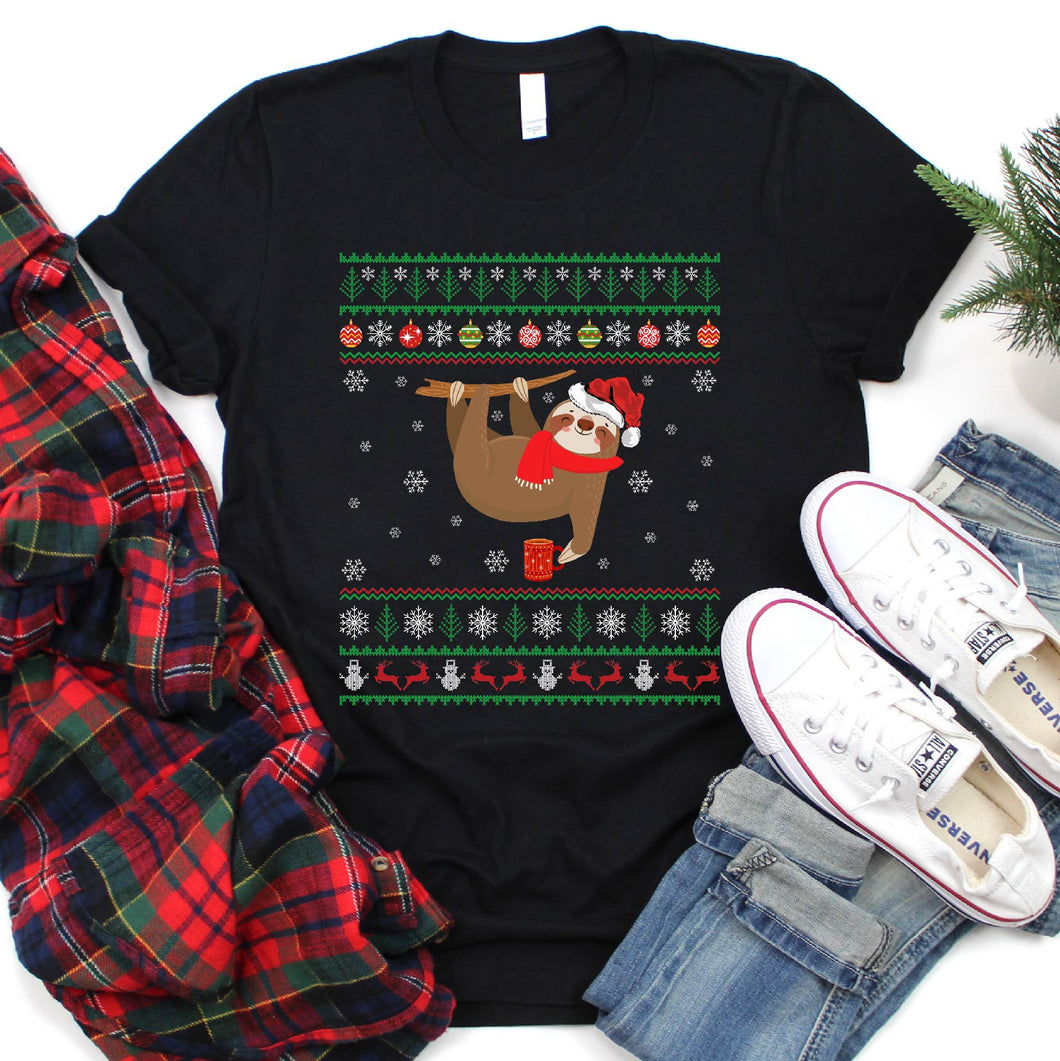 Ugly Sloth Lover Xmas Santa Hat Sloth Christmas T-Shirt