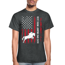 Load image into Gallery viewer, Vintage Best Show Jumping Dad Ever Usa Flag Show Jumping Fathers Day T-shirt - deep heather
