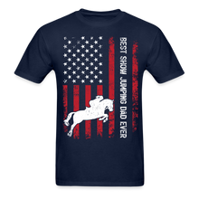 Load image into Gallery viewer, Vintage Best Show Jumping Dad Ever Usa Flag Show Jumping Fathers Day T-shirt - navy
